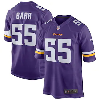 mens nike anthony barr purple minnesota vikings game jersey